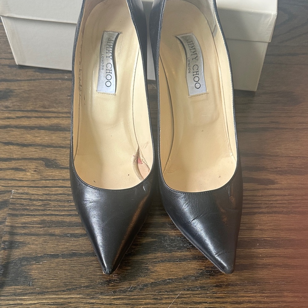 Jimmy Choo Black Leather Stiletto Heels - Picture 6 of 16